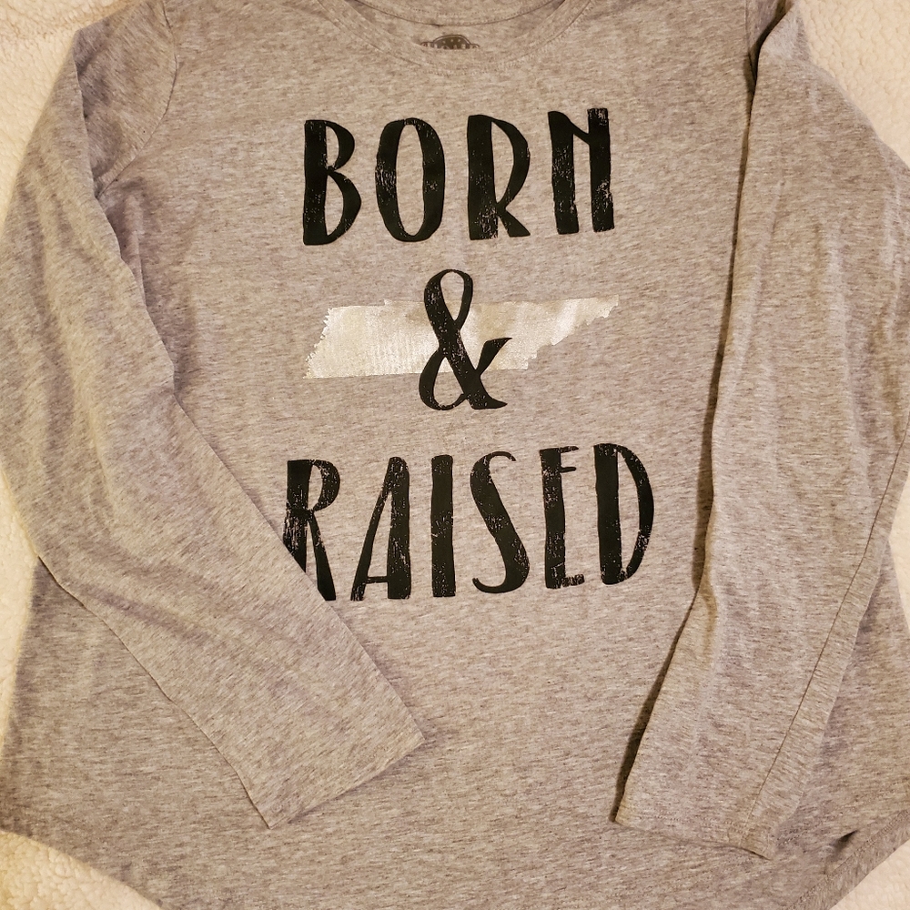 Womens Tennessee born and raised long sleeved gray 2x t-shirt - Picture 2 of 8